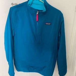 Blue reversible patagonia quarter zip